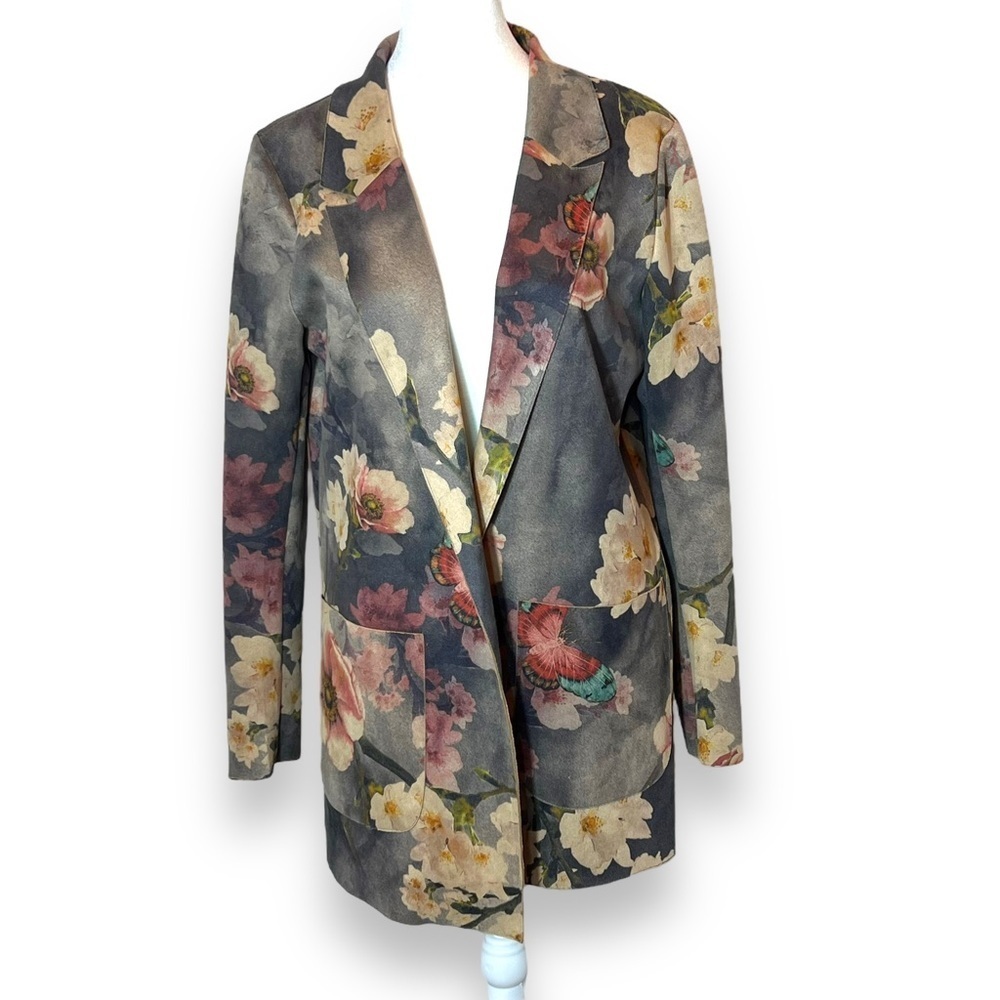 Soft Surroundings Devine Open Front Faux Suede Jacket, Small